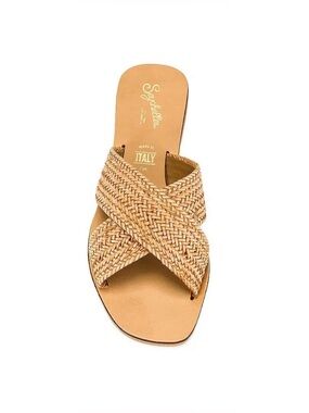 Seychelles Total Relaxation Flat Slide Raffia Tan Raffia Neutral Size 8